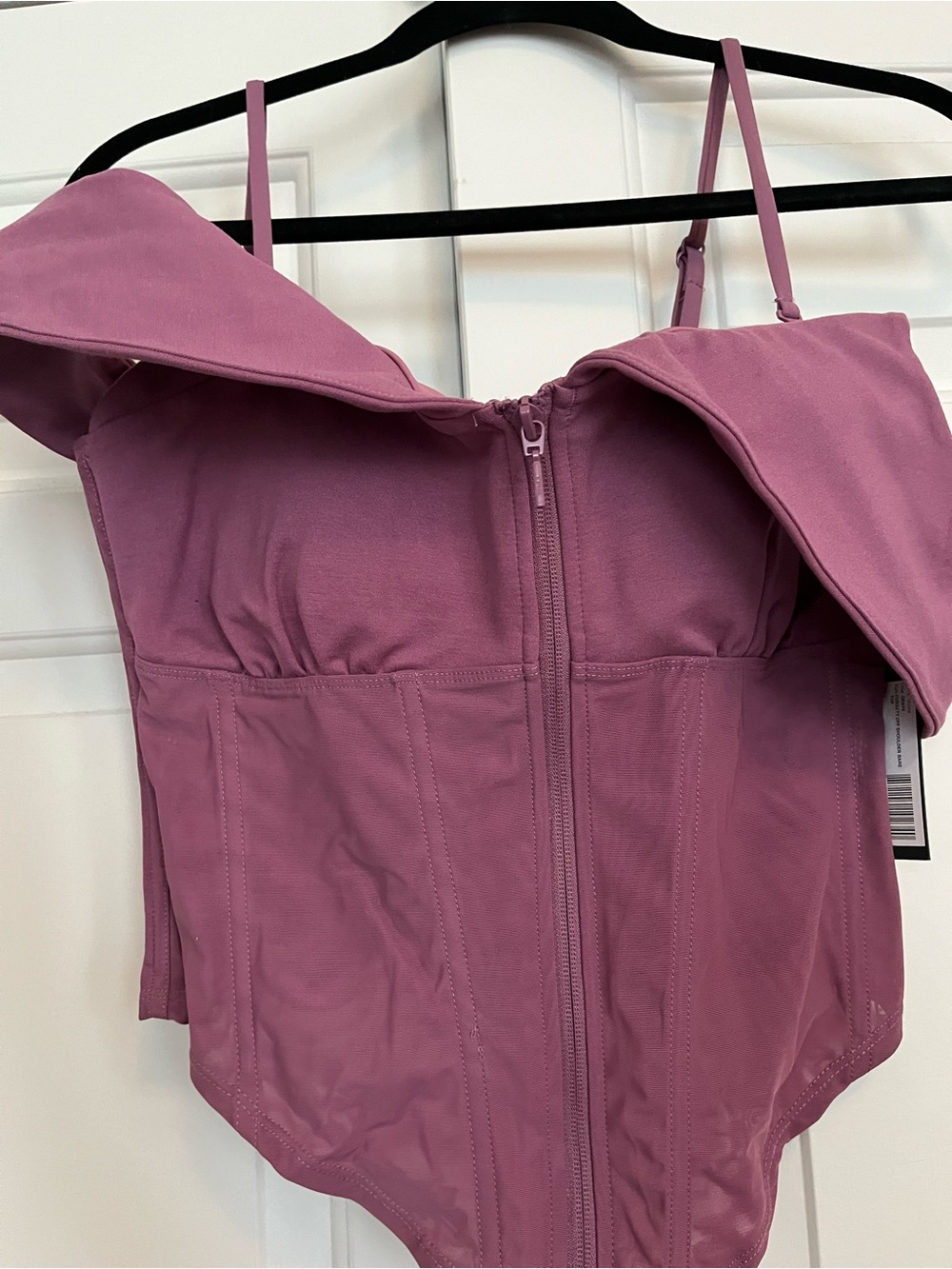 NWT TA3 Corsety Off the Shoulder Zip Front Top - Grape - Picture 3 of 5
